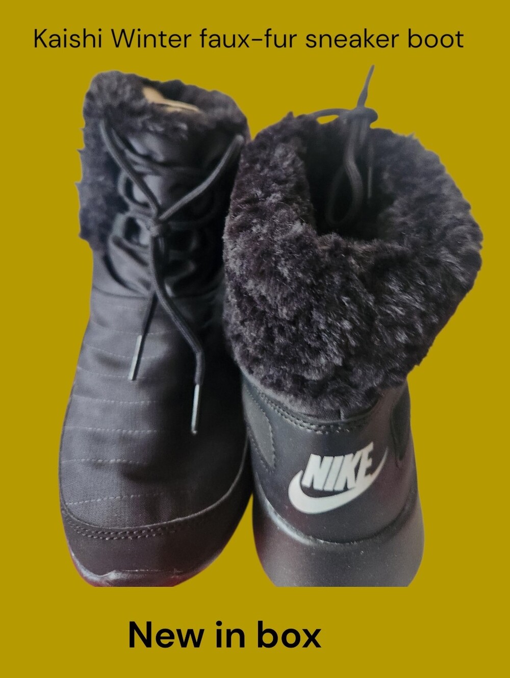 Nike Faux-Fur Winter Sneaker Boots Size 8 NIB